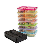 Bento Lunch Boxes, 3-Compartment Meal Prep Containers with Lids, Food Storage Containers, 7 Pack BPA Free Food Lunch box, LeakProof, Reusable, Stackable, Microwave, Freezer and Dishwasher Safe