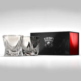 Ashcroft Twist Whiskey Glass Set or 2, Unique Modern Rocks Lead Free Crystal Glasses for Scotch or Bourbon With Luxury Gift Box