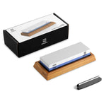 Sharpening Stone 1000/6000 2 Sides, Knife Sharpening Whetstone Grits with NonSlip Bamboo Base & Angle Guide, Kitchen Tools