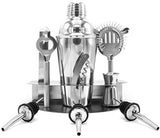 Sorbus Cocktail Shaker and Mixing Set - Deluxe 10 Piece Bar Tool Set: Bottle Opener, Cork Screw, Ice Tong, Measuring Jigger, Strainer, Liquor Pourers, on Display Stand