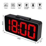 ZHPUAT Digital Alarm Clock with 8.9 Large LED Display, Dimmer, Snooze and Alarm Control Function for Bedrooms with USB Charger, Battery Backup(Red)