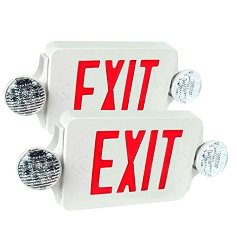 eTopLighting 2 Packs of LED Red Exit Sign Emergency Light Combo with Battery Back-Up UL924 ETL listed, EL2BR-2