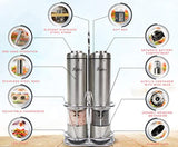 Battery Operated Salt and Pepper Grinder Set - Electric Stainless Steel Salt&Pepper Mills(2) by Flafster Kitchen -Tall Power Shakers with Stand - Ceramic Grinders with lights and Adjustable Coarseness