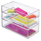 mDesign Stackable Small Plastic Desk Drawers Organizer Trays for Highlighters, Pens, Pencils - Pack of 6, 4" x 8" x 2", Clear