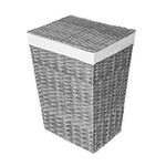 Seville Classics Handwoven Lidded Laundry Hamper with Canvas Liner, Granite Gray