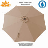 C-Hopetree 9ft LED Lighted Solar Outdoor Patio Market Umbrella for Balcony Table Deck Garden Shade or Pool with Tilt, Beige