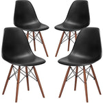 Poly and Bark Vortex Side Chair Walnut Legs, Black, Set of 4