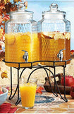 Drink dispenser Del Sol Hammered Jug Beverage Dispenser With Rack, Set Of 2