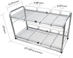 Surpahs 2 Tier Under Sink Expandable Shelf Organizer, Storage Rack (Silver)