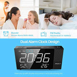 ANNT Projection Alarm Clock, Digital FM Radio Alarm Clock, Dual Alarm Snooze Function, 6.3" LED Display with 3 Dimmer,Temperature and Humidity, 12/24 Hour,USB Charging Port for Bedroom