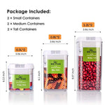 ME.FAN Air-Tight Food Storage Container Set - 6-Piece Set - Durable Plastic - BPA Free - Clear Containers with White Lids