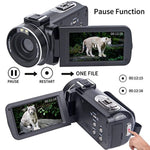 Video Camera Camcorder SOSUN HD 1080P 24.0MP 3.0 Inch LCD 270 Degrees Rotatable Screen 16X Digital Zoom Camera Recorder and 2 Batteries(301S-Plus)