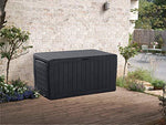 Keter Marvel Plus 71 Gallon Resin Plastic Wood Look All Weather Outdoor Storage Deck Box, Brown