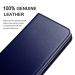 iPhone 8 case iPhone 7 case ZOVER Genuine Leather Case Flip Folio Book Case Wallet Cover with Kickstand Feature Card Slots & ID Holder and Magnetic Closure for iPhone 7 and iPhone 8 Navy Blue