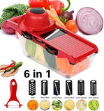 Kintty Mandoline Slicer with 6 Interchangeable Stainless Steel Spiralizer Vegetable Slicer - Slicer Mandoline Cutter - Adjustable Slicer Maker for Low Carb-Free