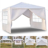 civilys White Outdoor Gazebo Canopy Tent, Party Tent Gazebo Wedding BBQ Beach Tent Waterproof Sun Shelter (10' x 10' with 4 Sidewalls)