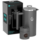 Large French Press Coffee Maker – Vacuum Insulated Stainless Steel (Gray, 34floz)