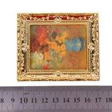 Artyea Golden Plastic Frame Flower Oil Painting 1:12 Miniature Dollhouse Furniture