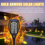 Gold Armour Solar Lights Outdoor - Flickering Flames Torch Solar Path Light - Dancing Flame Lighting 96 LED Dusk to Dawn Flickering Tiki Torches Outdoor Waterproof Garden (4 Pack)