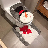 Snowman Santa Toilet Seat Cover and Rug Set Christmas Decorations Bathroom (Snowman)