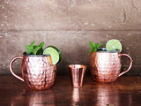 Set of 4 Moscow Mule Copper Mugs with Stainless Steel Lining and Shot Glass in Gift Box, Premium Food Safe Double Wall Heavy Copper Cups for Everyday Use