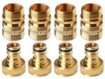 GORILLA EASY CONNECT Garden Hose Quick Connect Fittings. ¾ Inch GHT Solid Brass. 4 Sets of Male & Female Connectors.