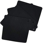 7“×7”Square silicone Silicone heat resistant trivet Trievt mat Jar opener Flexible Insulation High temperature resistant Dishwasher Food grade Saety (4 Pack black)