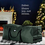 Rolling Large Christmas Tree Storage Bag - Fits Upto 9 ft. Artificial Disassembled Trees, Durable Handles & Wheels for Easy Carrying and Transport by ZOBER