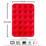 2 Packs Silicone Mini Muffin Pan, Unop 24 Cups BPA-Free Non-Stick Food Grade Silicone Baking Mold Round Cup for Cupcakes/Muffins/Mni Cakes (Red)