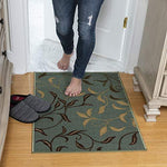 Ottomanson Otto Home Contemporary Leaves Design Modern Area Rug Hallway Runner, 2'7" X 9'10", Sage Green/Aqua Blue