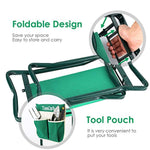 TomCare Garden Kneeler Seat Garden Bench Garden Stools Fordable Stool with Tool Bag Pouch EVA Foam Pad Outdoor Portable Kneeler for Gardening(Large-21.65" x 10.62" x 18.89",Green)