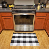 Cotton Buffalo Plaid Rugs Black and White Checkered Rug Welcome Door Mat (23.6"x35.4") Rug for Kitchen Carpet Bathroom Outdoor Porch Laundry Living Room Braided Throw Mat Washable Woven Buffalo Check