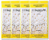 Duocute White Disposable Party Tablecloth for Rectangle Table, Gold Stamping Dot Confetti Rectangular Plastic Table Cover, for Bridal Shower, Engagement, Wedding, 54" x 108", Pack of 4