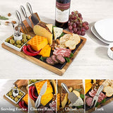 Home Perspective Slate Cheese Board Set, 10 Piece Set Includes 4 Stainless Steel Cheese Tools, Premium Acacia Serving Tray with Slate Board, and Porcelain Olive Dish