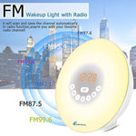 Sunrise Alarm Clock, Vansky 2018 Edition Wake Up Light Digital Clcok Multi-Colorful Night Light Bedside Lamp with Snooze Function, 6 Nature Sounds, FM Radio, Brightness Adjustable, Touch Control