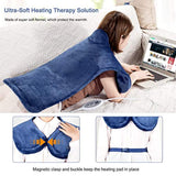 Fitfirst 33 x 15'' Heating Pad for Neck Shoulder and Back Pain Relief, Ultra Soft Flannel Electric Heat Therapy pad with Fixation Strap, 4 Heat Settings, Machine Washable, Auto Shut Off Sapphire Blue