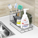 ODesign Kitchen Sink Caddy Organizer Sponge Soap Brush Holder with Drain Pan Stainless Steel