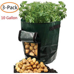 Potato Grow Bags 10 Gallon Garden Vegetables Planter Bags with Handles and Access Flap for Planting Potato Carrot Onion Taro Radish Peanut,3-Pack