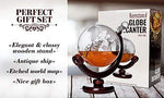 Whiskey Globe Decanter Set with Etched World Map and Antique Ship – Wooden Base and Safe Package – Perfect Gift Set for Liquor, Scotch, Bourbon, Vodka and Wine