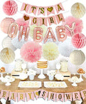 LUCK COLLECTION Girls Baby Shower Party Decorations It’s A Girl Baby Shower Decorations Kit with Oh Baby Foil Balloons It’s A Girl Banner Tissue Paper Pompoms Lanterns Honeycomb Balls