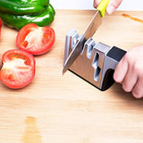 Knife and Scissor Sharpener Best Professional Manual Home Kitchen Chefs Choice 4 Stage Sharpening System Kit Global Sharpeners Set for Pocket Straight and Serrated Knives