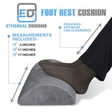 Ethereal Designs - Office Foot Rest Under Desk Firm Foam Cushion - Ergonomic Footrest with Non-Slip Base and Optimum Leg Clearance - Relieves Foot Pain w/Premium Comfort - Washable Ottoman Foot Stool