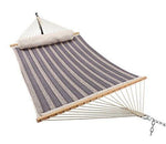 Patio Watcher 11 Feet Quilted Fabric Hammock with Pillow, Double Hammock with Bamboo Wood Spreader Bars, Perfect for Outdoor Patio Yard, Dark Blue