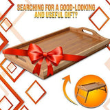 Bed Lap Trays for Eating - Dinner Trays for Lap - Breakfast in Bed Tray with Legs - Bamboo Bed Trays with Folding Legs