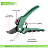 Mockins Professional Heavy Duty Garden Bypass Pruning Shears, Tree Trimmers Secateurs, Hand Pruner, Stainless Steel Blades | 8 mm Cutting Capacity