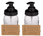 Jarmazing Products Mason Jar Foaming Soap Dispenser - Black - with 16 Ounce Ball Mason Jar - Two Pack!