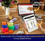 21 Day Portion Control Containers Kit - Nutrition Diet, Multi-Color Coded Weight Loss System. Complete Guide + PDF Planner + Recipe eBook and Tape Measure - BPA Free - 7 PC