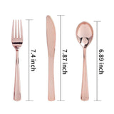 Modern Dining | 300 Rose Gold Plastic Silverware Cutlery Heavyweight Premium Quality Disposable Flatware Set Perfect Utensils for Weddings & Dinner Parties | 100 Forks, 100 Spoons, 100 Knives