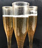 60 pc Gold Glitter Classicware Glass Like Champagne Wedding Parties Toasting Flutes (1 Box = Quantity 60)