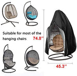 FLYMEI 【Upgraded】 Patio Hanging Chair Covers with Zipper, Durable Large Wicker Egg Swing Chair Covers, Waterproof Heavy Duty Weather Resisatnt Outdoor Chair Cover, Windproof